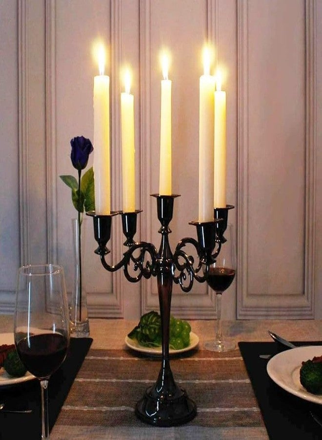 JEVIMORY Black Candelabra Candle Holders for Pillar Candles 10.6 inch Tall, 5 Candle Candlestick Holder for 1/2-1 inch Taper Candles Halloween Candelabra Decoration Easy Assembly (Black) - Image 3